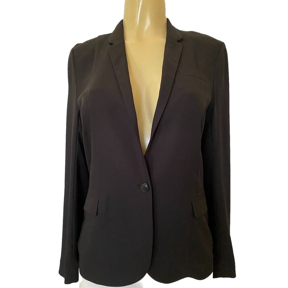 The Kooples Jacket Blazer Black One Button Notch Lapel Crepe Polyester S